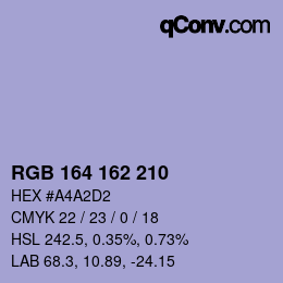 カラーコード: RGB 164 162 210 | qconv.com