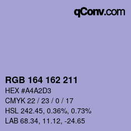 Color code: RGB 164 162 211 | qconv.com