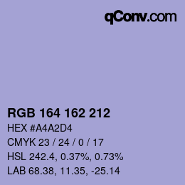カラーコード: RGB 164 162 212 | qconv.com