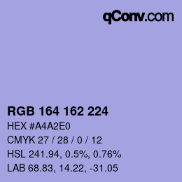 Color code: RGB 164 162 224 | qconv.com