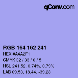 カラーコード: RGB 164 162 241 | qconv.com