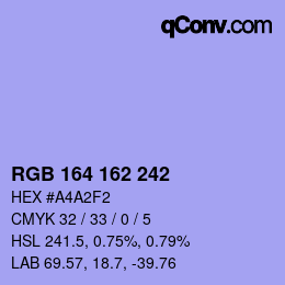 Color code: RGB 164 162 242 | qconv.com