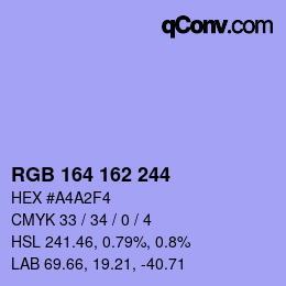 Color code: RGB 164 162 244 | qconv.com