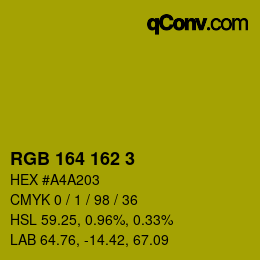 Farbcode: RGB 164 162 3 | qconv.com