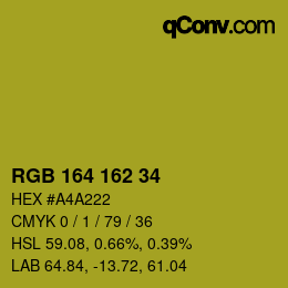 Color code: RGB 164 162 34 | qconv.com