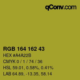 Color code: RGB 164 162 43 | qconv.com