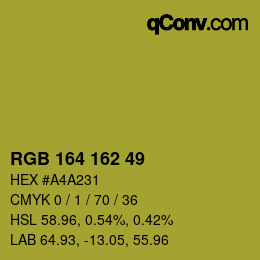 Color code: RGB 164 162 49 | qconv.com
