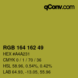 Color code: RGB 164 162 49 | qconv.com