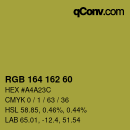 Color code: RGB 164 162 60 | qconv.com