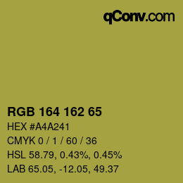 Color code: RGB 164 162 65 | qconv.com