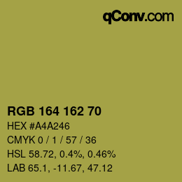 Color code: RGB 164 162 70 | qconv.com