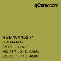 Color code: RGB 164 162 71 | qconv.com