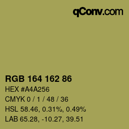 Color code: RGB 164 162 86 | qconv.com