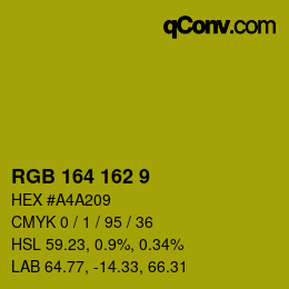 Color code: RGB 164 162 9 | qconv.com