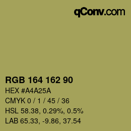 Color code: RGB 164 162 90 | qconv.com