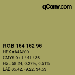 Color code: RGB 164 162 96 | qconv.com