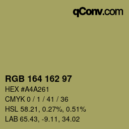 Color code: RGB 164 162 97 | qconv.com