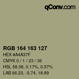 カラーコード: RGB 164 163 127 | qconv.com