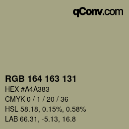 カラーコード: RGB 164 163 131 | qconv.com