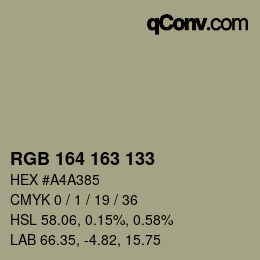 カラーコード: RGB 164 163 133 | qconv.com