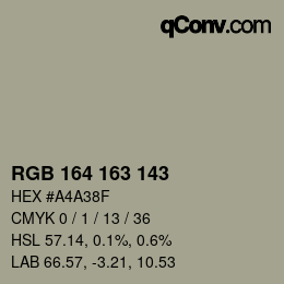 カラーコード: RGB 164 163 143 | qconv.com