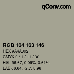 Color code: RGB 164 163 146 | qconv.com