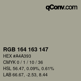 カラーコード: RGB 164 163 147 | qconv.com