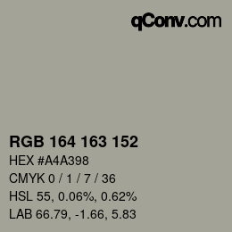 カラーコード: RGB 164 163 152 | qconv.com