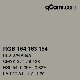 カラーコード: RGB 164 163 154 | qconv.com