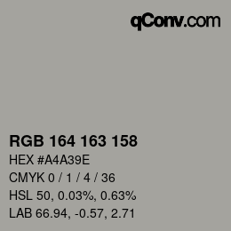 カラーコード: RGB 164 163 158 | qconv.com