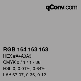 Color code: RGB 164 163 163 | qconv.com