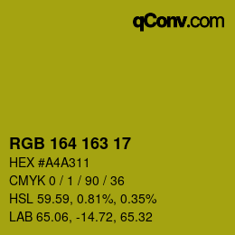 Color code: RGB 164 163 17 | qconv.com