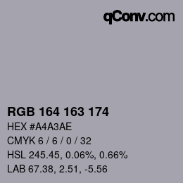 Color code: RGB 164 163 174 | qconv.com