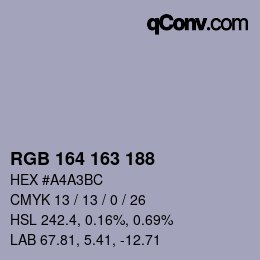 Color code: RGB 164 163 188 | qconv.com