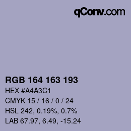 Color code: RGB 164 163 193 | qconv.com