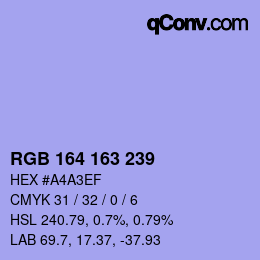 Color code: RGB 164 163 239 | qconv.com