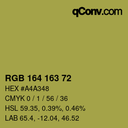カラーコード: RGB 164 163 72 | qconv.com