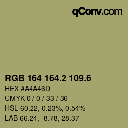 カラーコード: RGB 164 164.2 109.6 | qconv.com