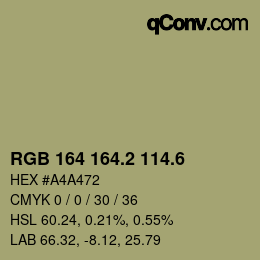 カラーコード: RGB 164 164.2 114.6 | qconv.com