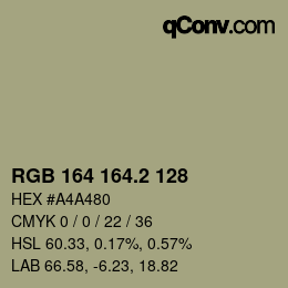 カラーコード: RGB 164 164.2 128 | qconv.com