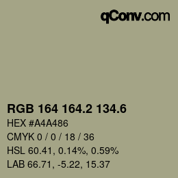 カラーコード: RGB 164 164.2 134.6 | qconv.com