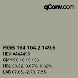 カラーコード: RGB 164 164.2 149.6 | qconv.com