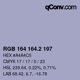 カラーコード: RGB 164 164.2 197 | qconv.com