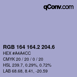 カラーコード: RGB 164 164.2 204.6 | qconv.com