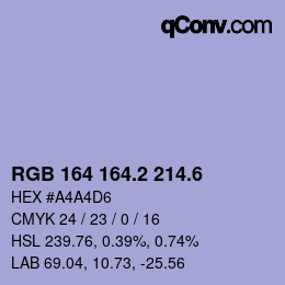 カラーコード: RGB 164 164.2 214.6 | qconv.com