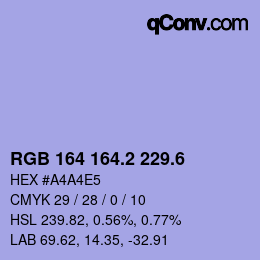 カラーコード: RGB 164 164.2 229.6 | qconv.com