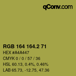 カラーコード: RGB 164 164.2 71 | qconv.com