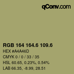 カラーコード: RGB 164 164.6 109.6 | qconv.com