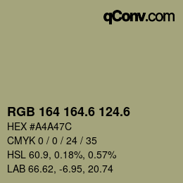 カラーコード: RGB 164 164.6 124.6 | qconv.com