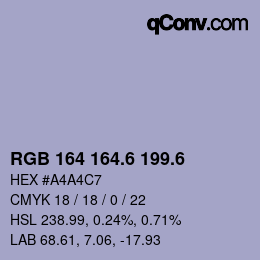 カラーコード: RGB 164 164.6 199.6 | qconv.com
